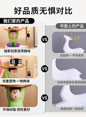 胖虎钥匙收纳玄关摆件高级感卡通创意托盘置物架客厅电视柜装饰品