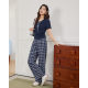ເສື້ອຍືດແຂນສັ້ນ plaid ຂະຫນາດນ້ອຍຊຸດກະໂປ່ງໃຫມ່