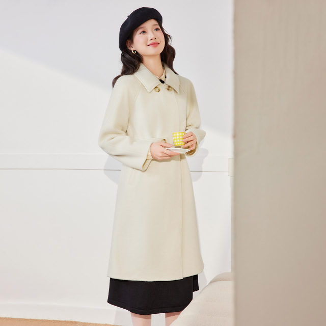 Aiyifu Exclusive for small people 2025 winter new Korean style commuting temperament woolen long jacket