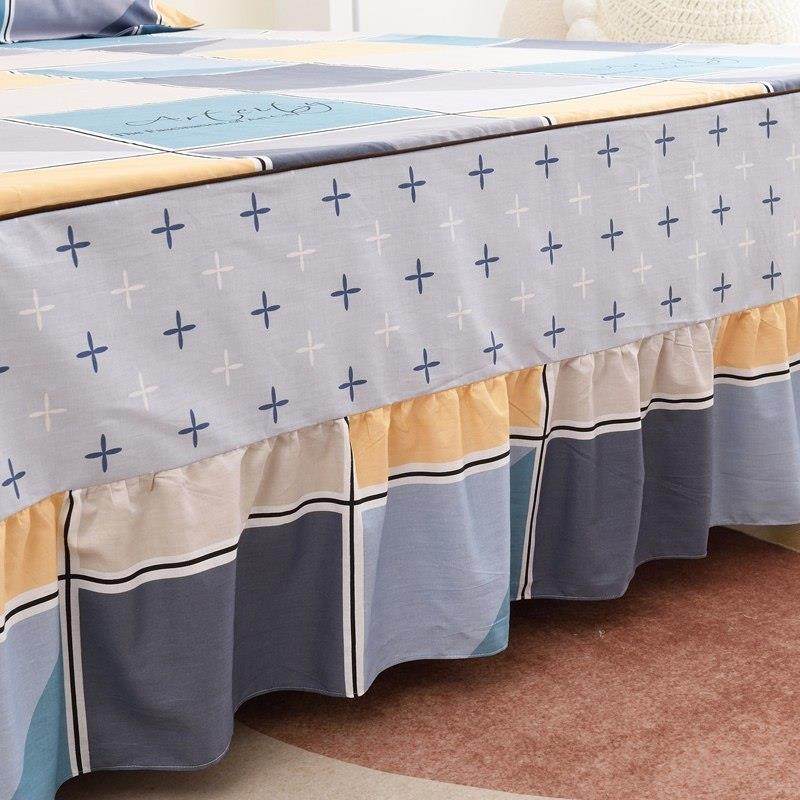 纯棉单件床裙式床罩全棉床盖1.8米1.5m床单裙防滑保护套荷叶边,淘宝优惠券,粉丝福利购,淘宝优惠卷