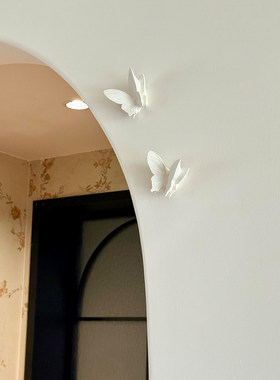 石膏3d立体仿真蝴蝶装饰客厅入户门口有趣的墙面装饰高级感