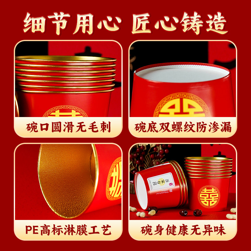 2025蛇年纸杯新年一次性纸杯子红色加厚家用过年喜庆金箔纸杯整箱