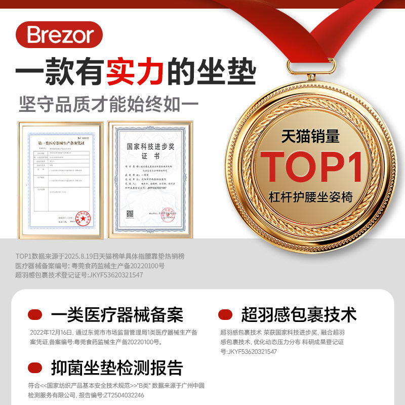 倍立正护腰坐垫久坐神器椅垫靠背一体人体工学设计支撑腰部靠垫