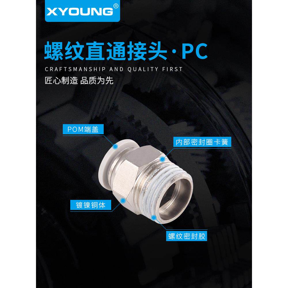气管接头PC8-02气动PC4-03快插接头PC10-03螺纹直通接头PC16-06 - 图0