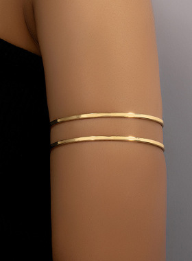 跨境欧美女士时尚臂环上臂金色新娘开口手镯简约金属巴洛克手环