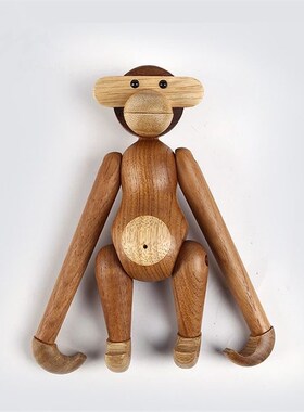 北欧实木猴子 创意家居摆件装饰木质可爱荡秋千猴子工艺品礼品木