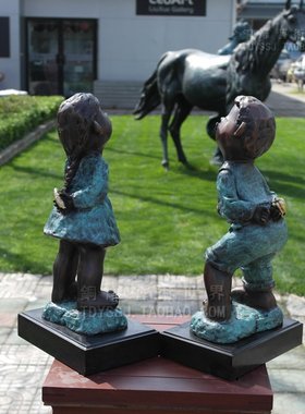 铜雕塑天真童年两小无猜结婚礼物酒店软装潢摆件家居装饰工艺术品