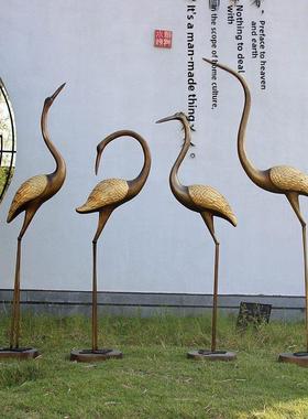 彷铜抽象鹤饰大型室外园林景观装饰销售部水池景观丹顶鹤雕塑