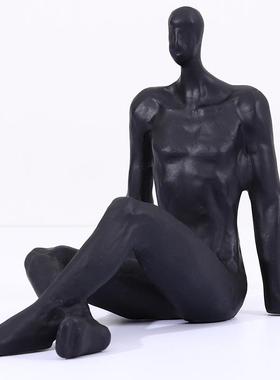 代简约休闲人物w9000-7装样板间书架现客厅书房白饰黑品摆件创意