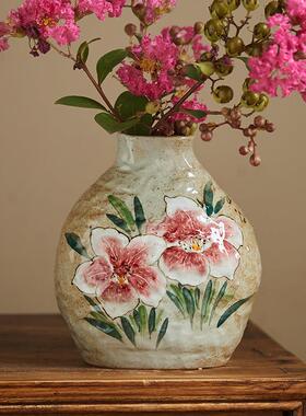 葵山插谷中式件花瓶摆客厅花水培陶瓷花器复古手绘11143玫瑰向日