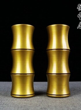 热销纯铜香筒装香的供佛香插竹节式大号香筒家用供奉财神摆件一对