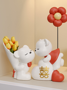 结婚新婚礼物送新人闺蜜高级实用婚房卧室情侣摆件花瓶喜庆装饰品