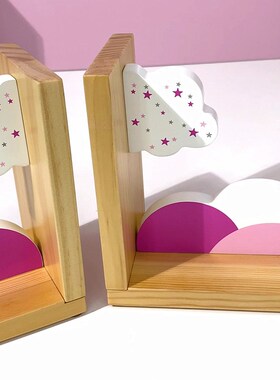 可爱书立桌面书桌摆件家居装饰品儿童房卡通卧室摆台木质书靠书挡