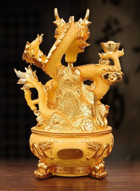 聚财龙摆件办公室桌摆放居家装饰品乔迁开业礼品生肖龙聚宝盆摆设