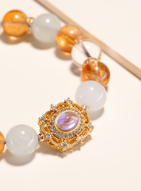 天然水晶手链私人订制多宝手串男女情侣款礼物粉晶发晶绿幽灵貔貅