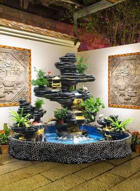 大假山流喷泉外摆件水家庭院子ZG-63828水池造景鱼池室内室庭院型