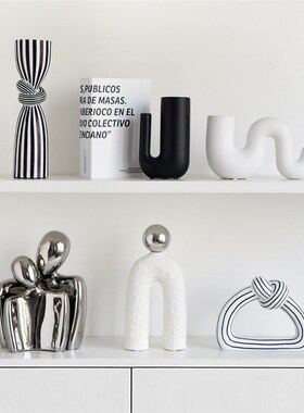 高档现代抽象条纹艺术个性小众样板间家居装饰品酒柜摆设客厅摆件