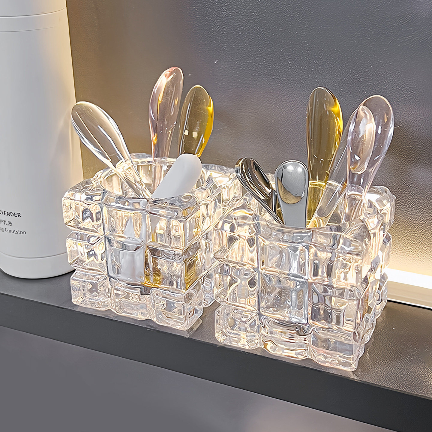 面膜勺子固定器面霜挖取勺柜桌面玻璃镜化妆护肤眼霜挑棒刷收纳盒,淘宝优惠券,粉丝福利购,淘宝优惠卷