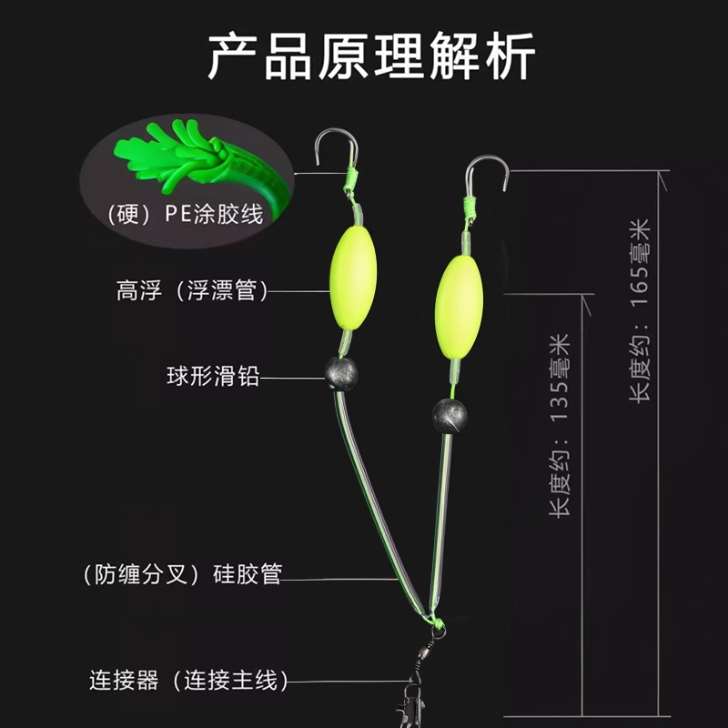 反底子线双钩跑铅抗走水双钩成品户外钓鱼伊势尼金海夕防挂底双钩