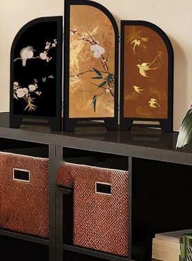 中古风高级感屏风桌面摆件玄关柜电视柜茶桌家居装饰品礼客厅摆画