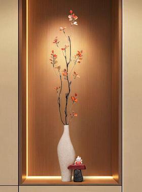 入户门玄关招财猫细长竖高陶瓷花瓶摆件高级感客厅电视柜装饰品