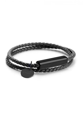 潮流不锈钢编制皮绳情侣手链一对支持刻字七夕情侣手链双圈