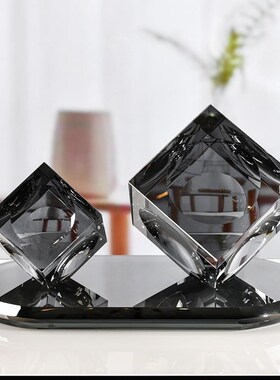 水晶几何魔方方体酒店宾馆样板间客厅书房软装艺术装饰摆饰
