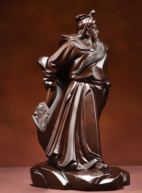 黑檀木雕关公摆件大号实木武财神供奉关公像客厅商铺镇宅红木礼品