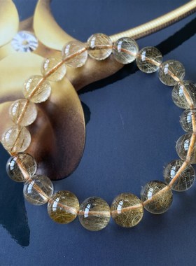 天然金发晶手串手链发丝根根分明闪亮晶体透亮无优化一物一图