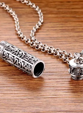 招财转运六字真言楞严咒吊坠项链可打开男女复古风嘎乌盒挂坠