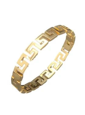 高级感时尚希腊手镯ins设计个性芯时尚钛钢小众手环回纹饰品伽