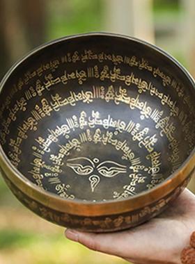 手工尼泊尔音疗颂钵 助眠冥想铜钵静心瑜伽发声疗愈桌面摆件