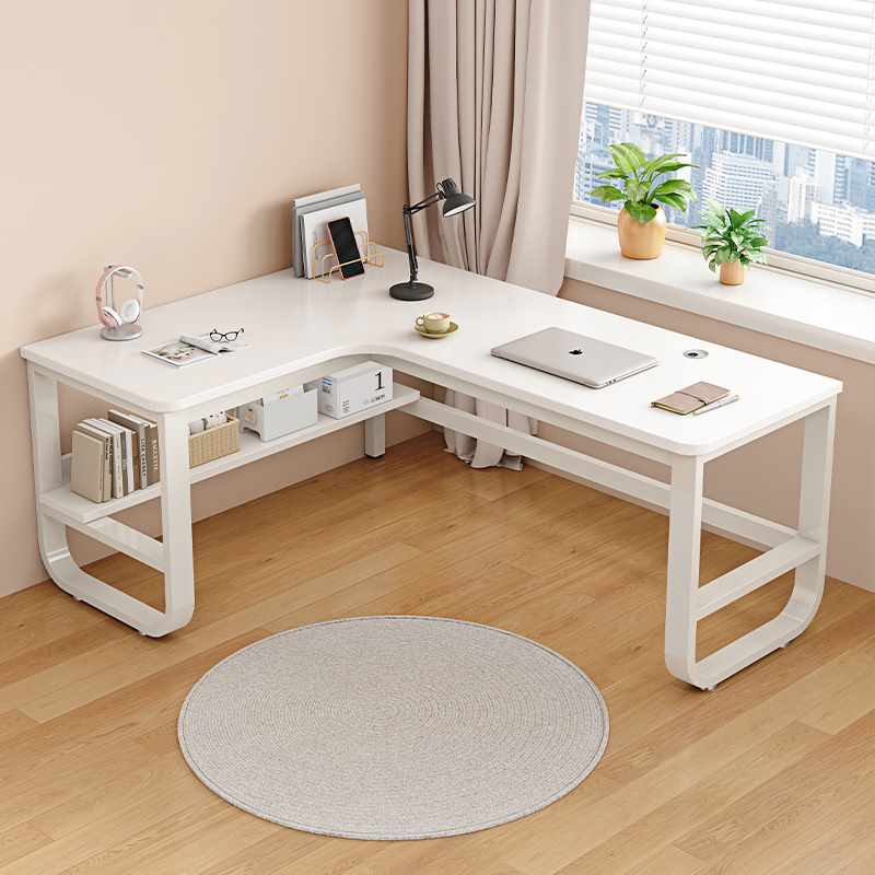 Solid wood corner desk bookshelf integrated home bedroom study table modern simple hole board desktop computer table