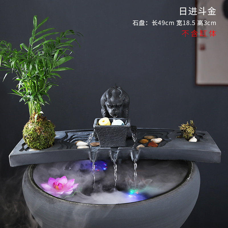 热销人造石鱼缸造景流水器循环系统过滤增氧古法养鱼陶瓷假山装饰 图3