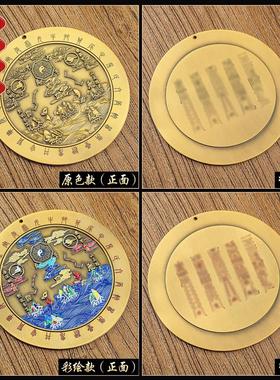 纯黄铜山海镇立体彩绘浮雕葫芦挂饰室外大门口客厅玄关装饰摆饰