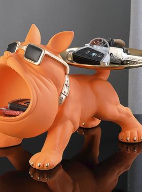直销新款创意斗牛犬进门口放钥匙的摆件玄关鞋柜收纳盒家里摆设品