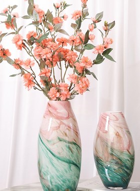 流纹手工琉璃花瓶摆件客厅样板间装饰品餐桌插花花器摆设