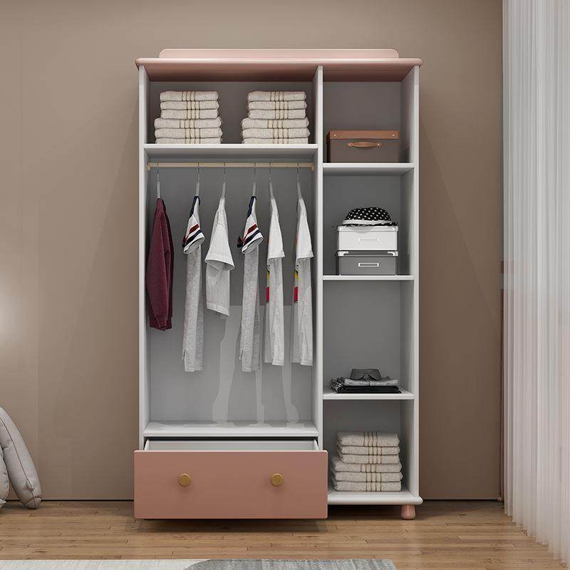 现代简约实木衣柜拼色圆角防撞青少年儿童开门衣橱柜小户型家用,淘宝优惠券,粉丝福利购,淘宝优惠卷