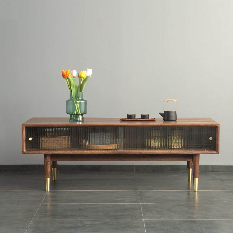 北欧纯实木客厅电视柜茶几组合简约现代小户型黑胡桃白橡原木茶台,淘宝优惠券,粉丝福利购,淘宝优惠卷