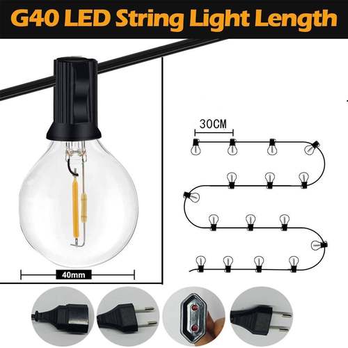 户外防水30灯11.7米G40LED庭院装饰灯串 - 图1