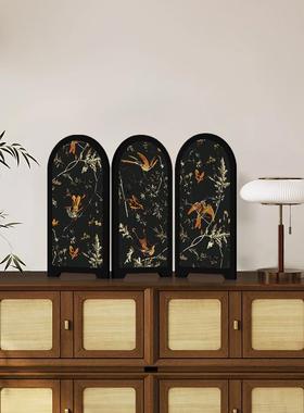 tt中古风墨竹屏风桌面摆件新中茶桌ciN4KHS7家小式居边柜柜斗装饰