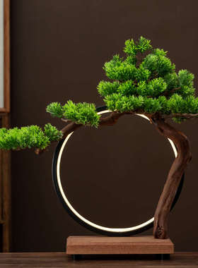 新中式白酒展示台迎客松灯圈底座摆件酒架洋酒庄会所品鉴桌面陈列