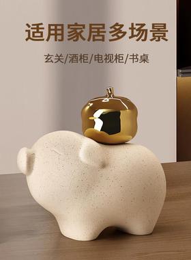 景德镇陶瓷马上有钱装饰品摆件招财高档客厅玄关酒柜乔迁新居礼物