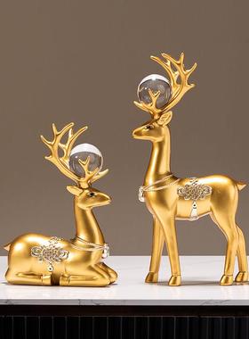 招财鹿葫芦摆件轻奢高档客厅玄关电视柜酒柜家居装饰乔迁新居礼品