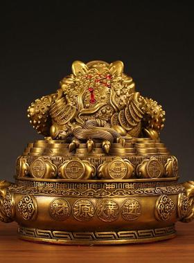 铜金蟾摆件元宝铜钱聚宝盆三足金蟾客厅吉祥物店铺开业礼品