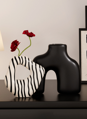 侘寂风轻奢高档花瓶摆件乔迁礼物