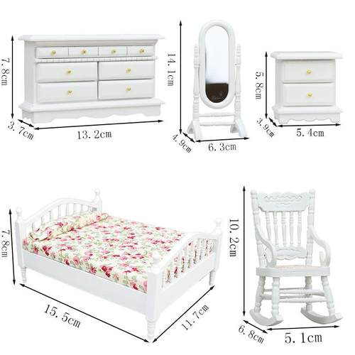 1：12迷你o娃娃屋卧室套装6套dollhuseo12分娃娃无品牌/摆件b11床 - 图3