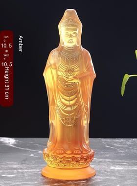 琉璃南海观音普陀山菩萨观世音菩萨家居供奉佛像佛堂中式桌面摆件