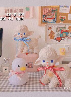 ins风复古昭和小羊搪胶桌面摆件少女心可爱拍摄道具发声绵羊包邮