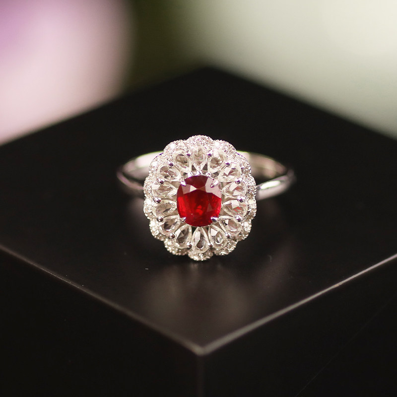 QUEENA.Z 2026 New Product Designer Series Women's No-burn Pigeon Blood Red Ring AIGSHK460306014